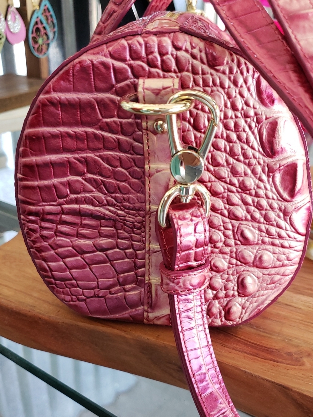 Brahmin Claire Croc-Embossed Leather Satchel - Picture 2 of 5